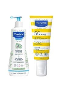 Mustela Tüm Aile İçin SPF50+ Güneş Losyonu 200 ml + Mustela Yenidoğan Saç ve Vücut Şampuanı 500 ml