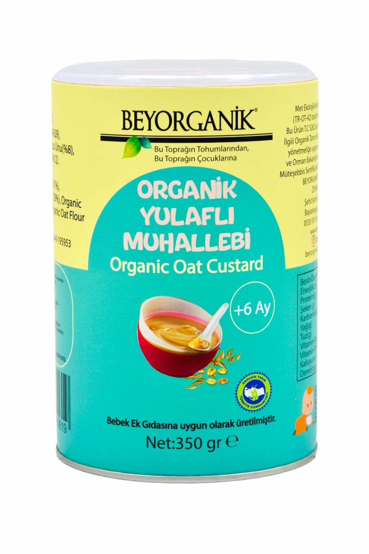 Beyorganik Bebek Ek Gıdası Organik Yulaflı Muhallebi +6 Ay 250 gr