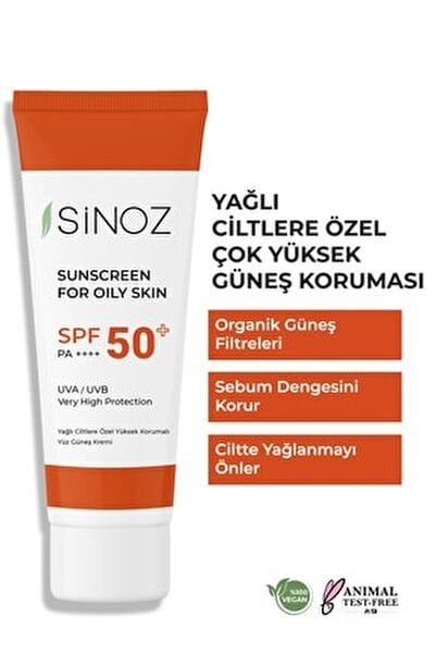Sinoz Güneş Kremi Yağlı Ciltlere Özel Aydınlatıcı SPF50+ 50 ml