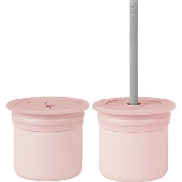 Oioi Ham Hüp Silikon Pipetli Bardak 6+ Ay - Pinky Pink /Powder Grey