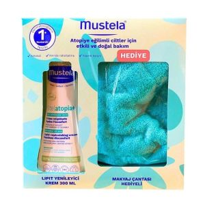 Mustela Stelatopia Lipit Yenileyici Krem Pompalı Şişe 300 ml + Makyaj Çantası Hediyeli