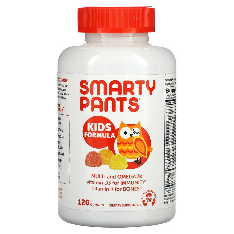 Smartypants Kids Formula Multi and Omega 3S Strawberry Banana Orange And Lemon 120 Gummies
