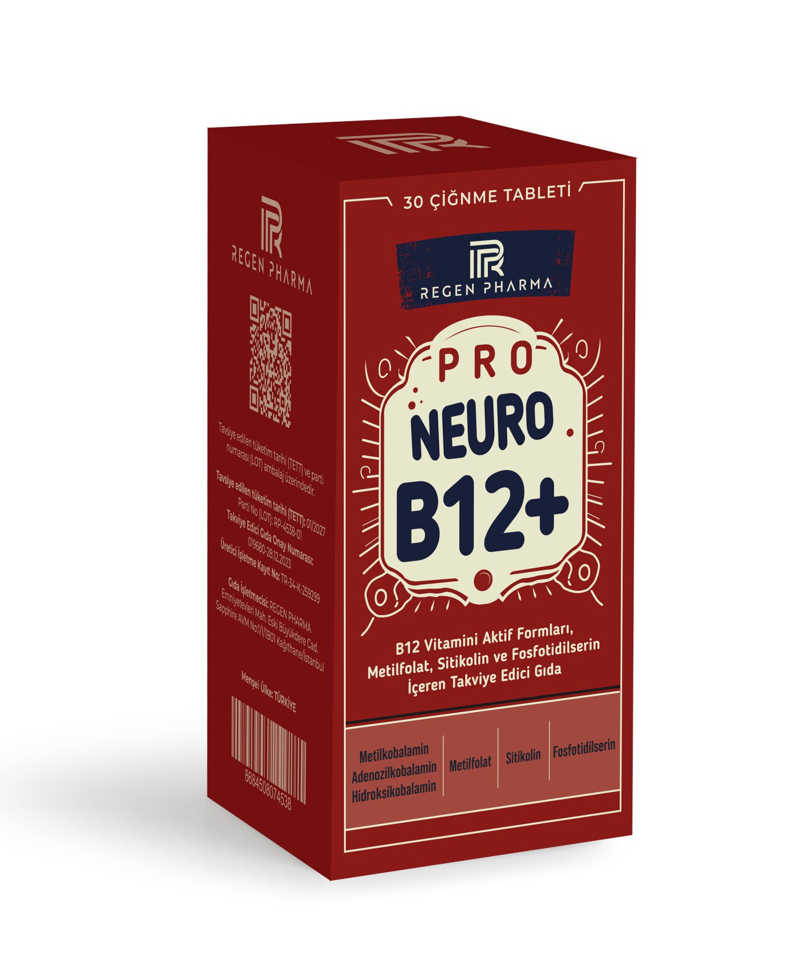 Pro Neuro B12+ Takviye Edici Gıda 30 Çiğneme Tablet
