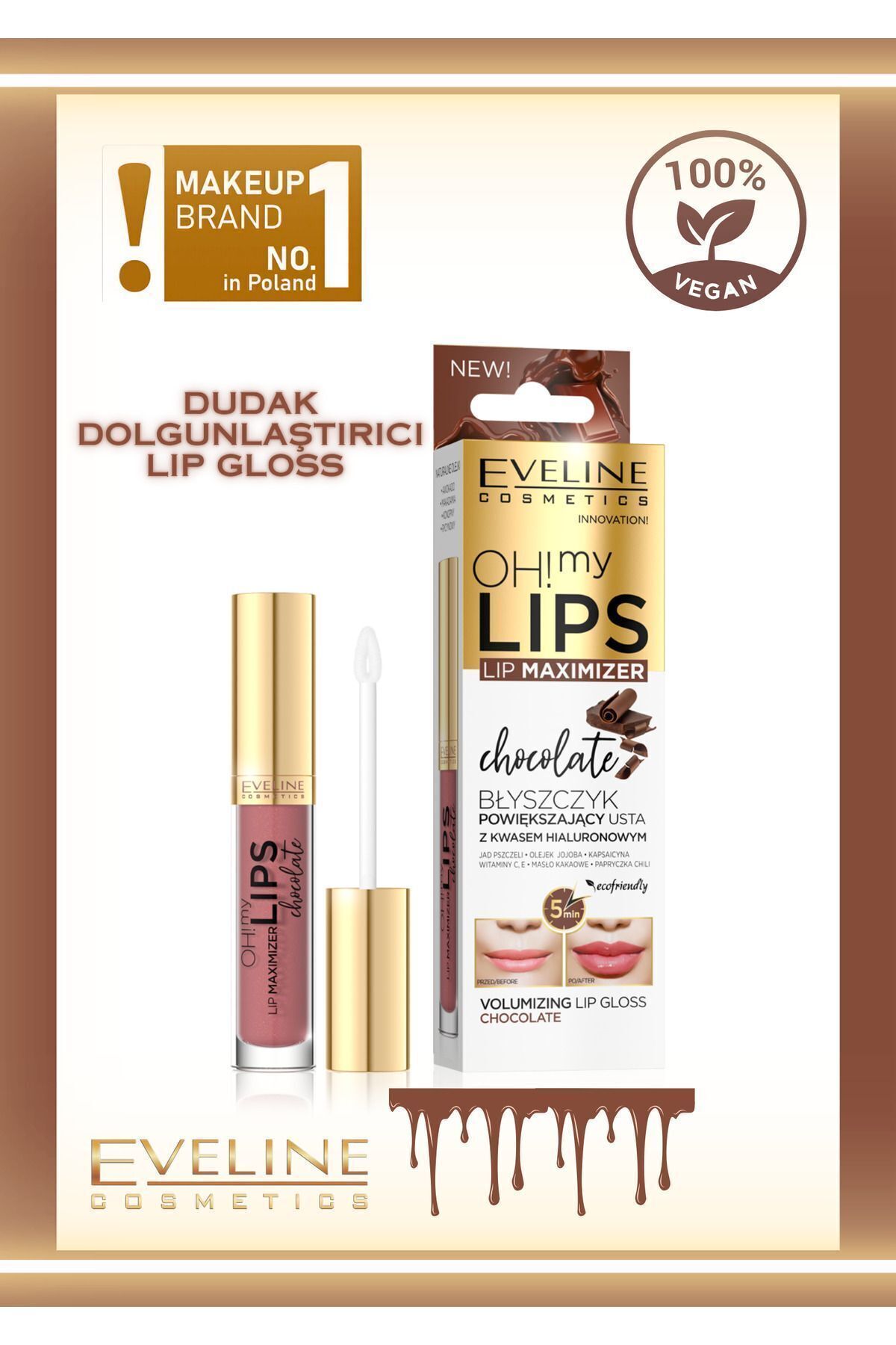 Eveline Oh My Lips Çikolatalı Dudak Büyütücü Dudak Parlatıcısı