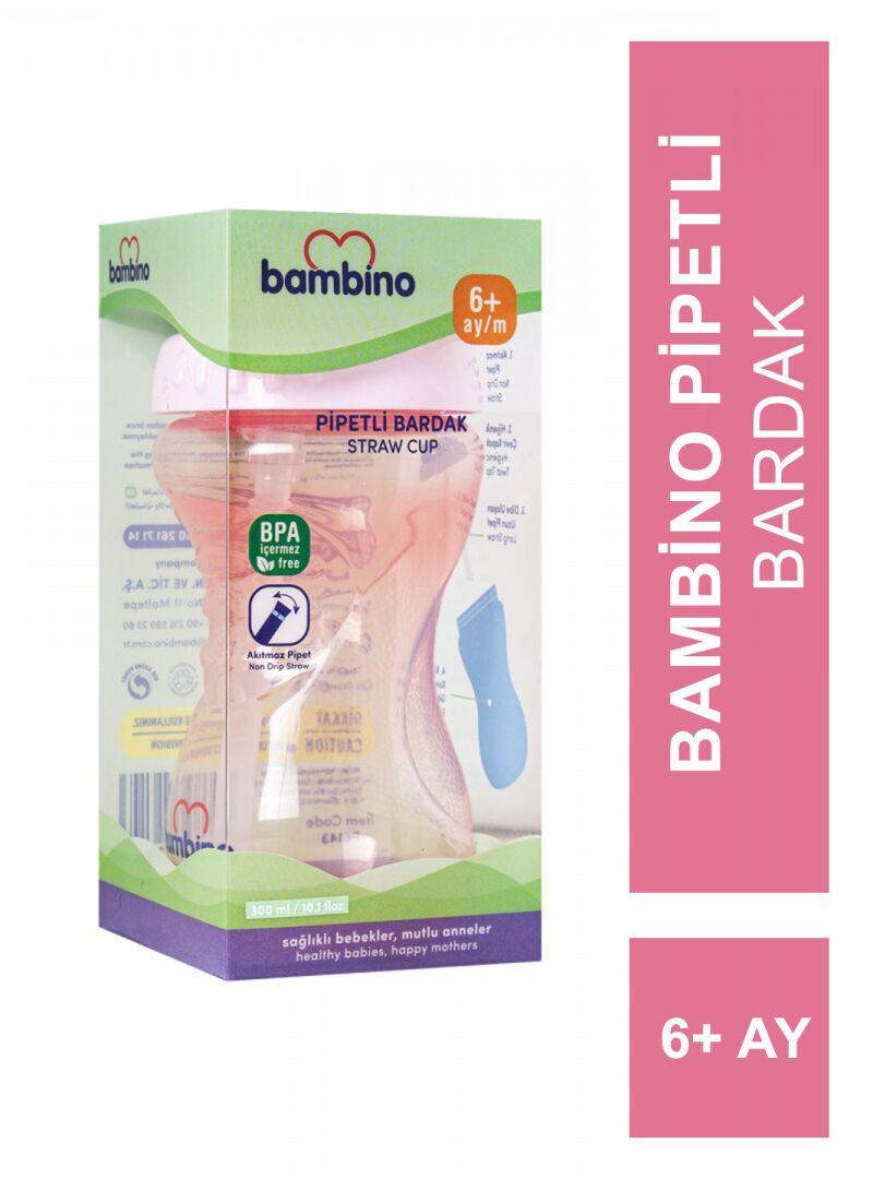 Bambino P6143 Pipetli Bardak 6 Ay+ 300 ml - Pembe