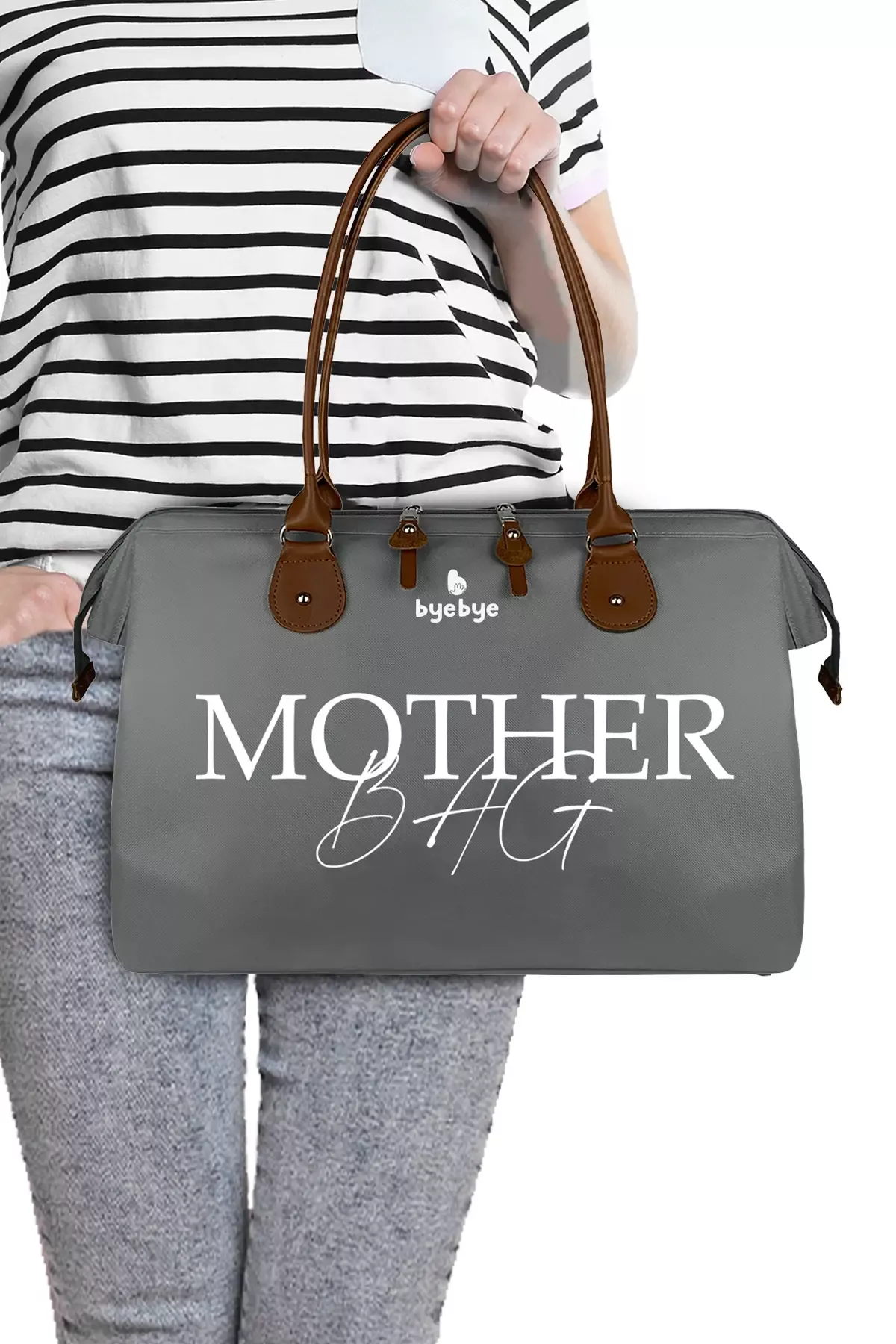 Stylo Byebye Mother Bag Anne Bebek Bakım ve Kadın Çantası Gri