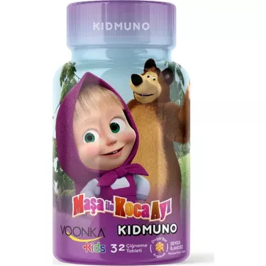 Voonka Kids Maşa İle Koca Ayı Kidmuno 32 Çiğneme Tableti