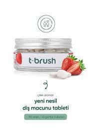 T-brush Çilekli Çocuk Doğal Diş Macunu Tableti Florürlü 90 Tablet