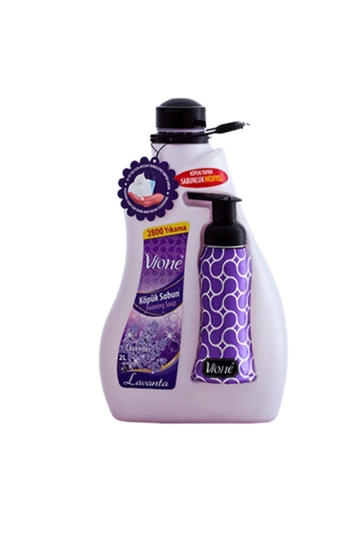 Vione Köpük Sabun Lavanta 2 lt + Köpük Yapıcı Sabunluk Hediyeli