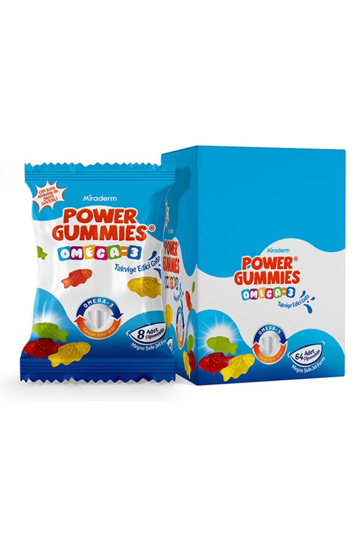 Miraderm Power Gummies Omega-3 64 Çiğneme Jeli