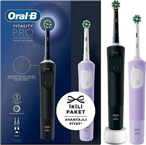 Oral-B Vitality Pro Protect x Clean Şarjlı Diş Fırçası 2'li Paket