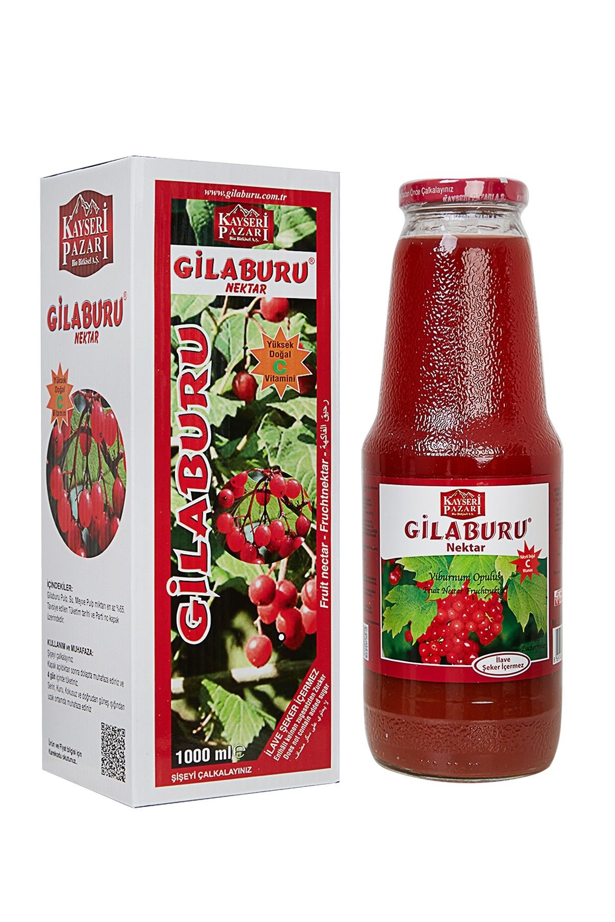 Gilaburu Suyu Nektarı Cam Şişe Şeker İlavesiz 1000 ml
