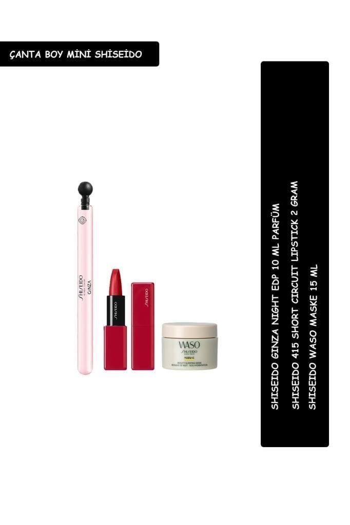 Shisedio Ginza Night Parfüm 4 ml + 415 Short Circuit Ruj 2 gr + Revitalizing Cream 5 ml +  Waso Maske 15 ml Set