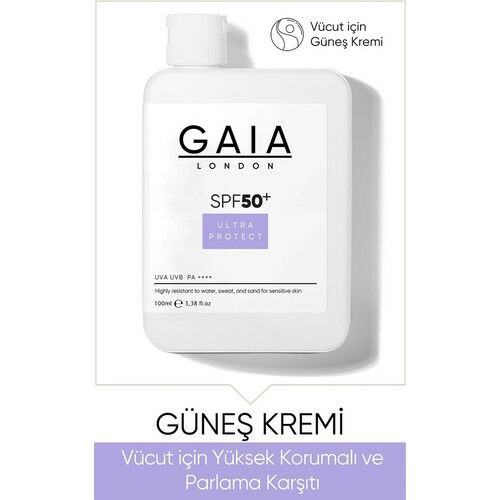 Gaia London Güneş Kremi Vücut İçin Yüksek Korumalı ve Parlama Karşıtı UVA/UVB SPF50 100 ml