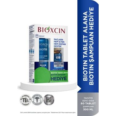 Bioxcin Biotin 5000 mg Çinko 15 mg 60 Tablet + 300 ml Şampuan Hediyeli - Özel Fiyat