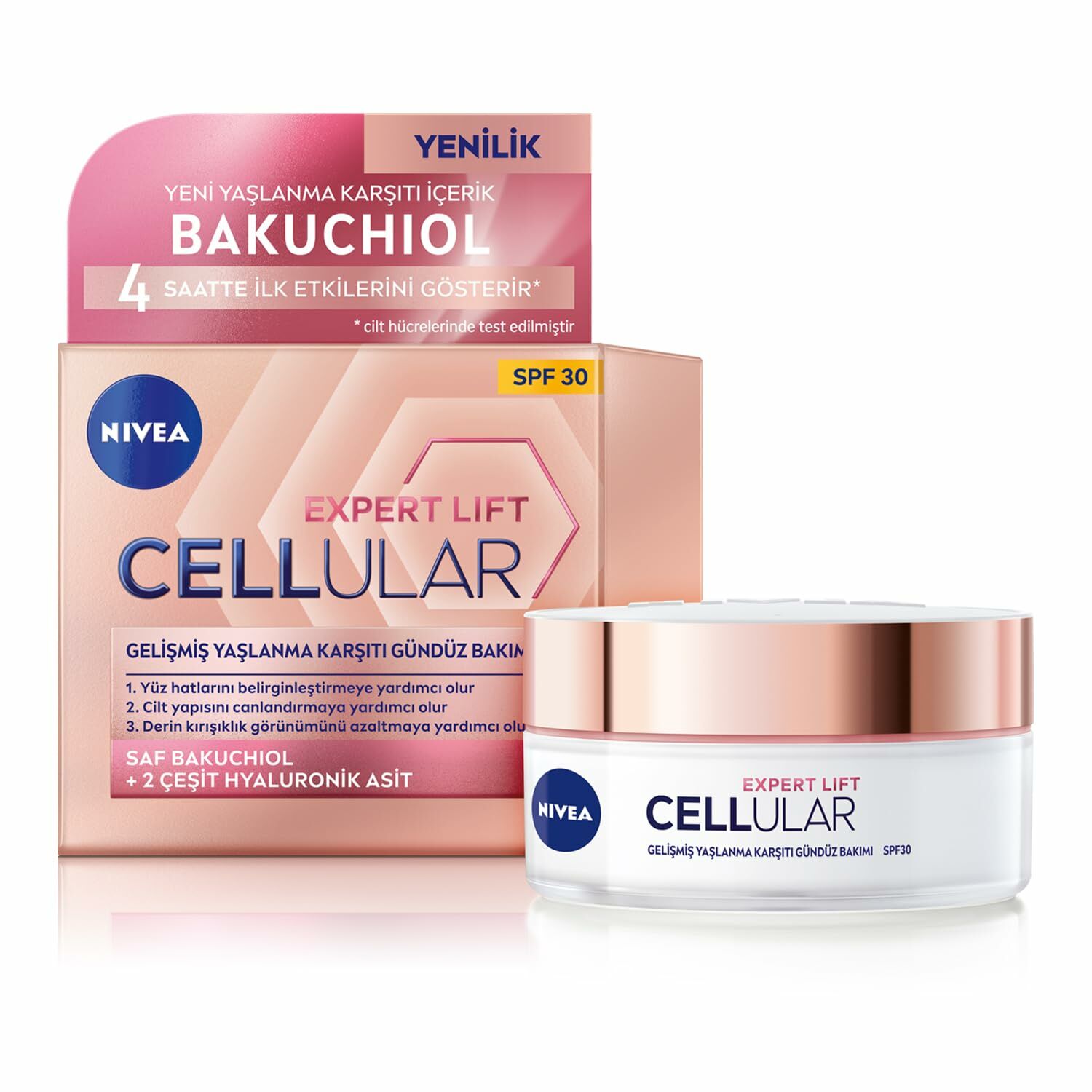 Nivea Cellular Exper Doğal Retinol Alternatifi Saf Bakuchiol Hyalüronik Asit Gündüz Kremi SPF30 50 ml