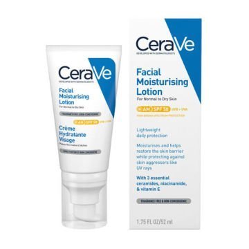 Cerave Normal ve Kuruya Dönük Ciltler İçin Yüz Nemlendirici Krem SPF50 52 ml
