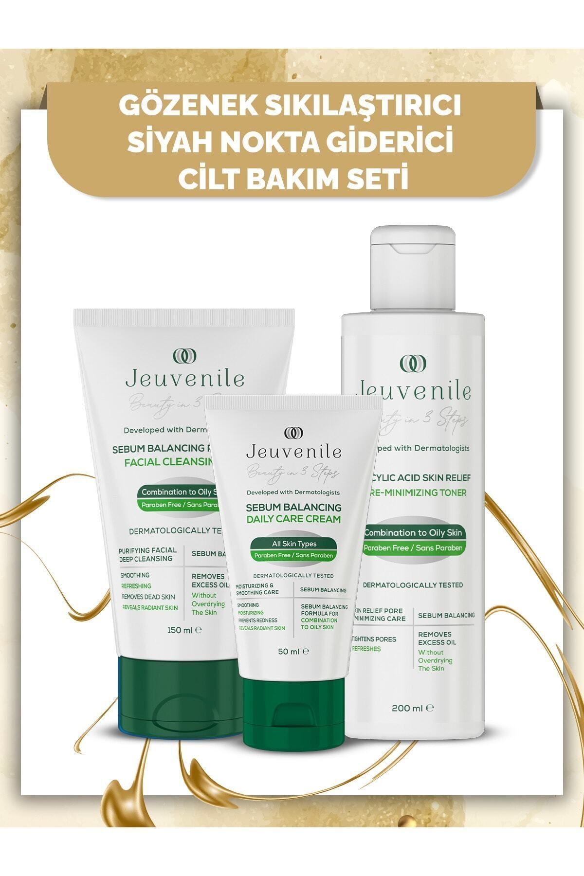 Jeuvenile Yağlı ve Karma Ciltler İçin Bakım Kiti - Yüz Temizleme Jeli 150 ml + Tonik 200 ml + Krem 50 ml