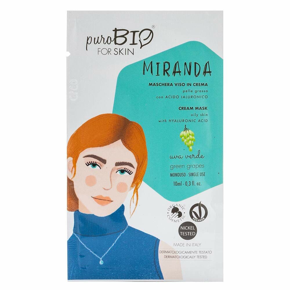 Purobio Miranda Cream Mask Oily Skin Green Grapes Yeşil Üzüm 10 ml - Tek Kullanım