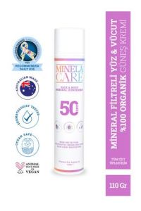 Minela Care %100 Organik Mineral Filtreli Yüz ve Vücut Güneş Kremi SPF50+ Pa++++ 110 gr