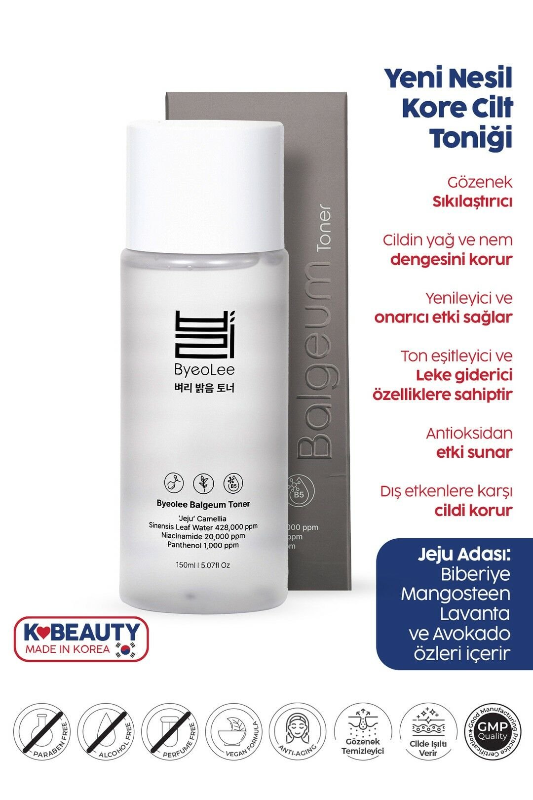 Byeolee Balgeum Jeju Gözenek Sıkılaştırıcı Yağ Dengeleyici Arındırıcı Yeni Nesil Kore Tonik 150 ml
