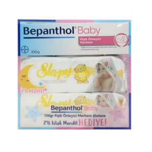 Bepanthol Baby Pişik Önleyici Merhem 100 gr + Sleepy Sensitive Islak Havlu 90 Yaprak 2 Adet