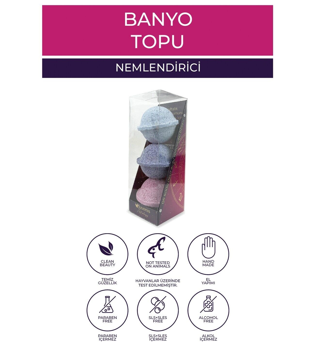 Juvenis Astroloji Serisi Banyo Topu Mor 50 gr 3'lü