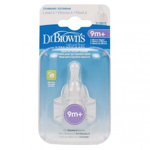 Dr. Brown's Silikon Biberon Emziği 9 Ay+ Standart 2'li