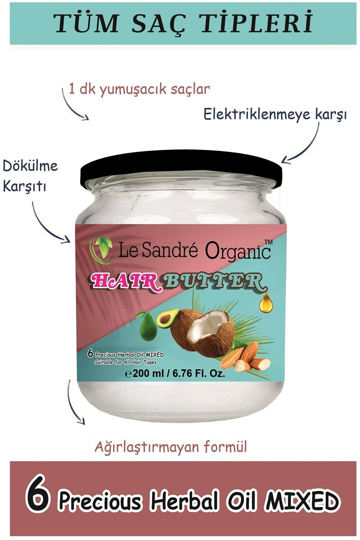 Le Sandre Organics Hair Butter Saç Bakım Yağı 200 ml
