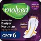Molped Supernight Hijyenik Kadın Pedi Gece 6'lı