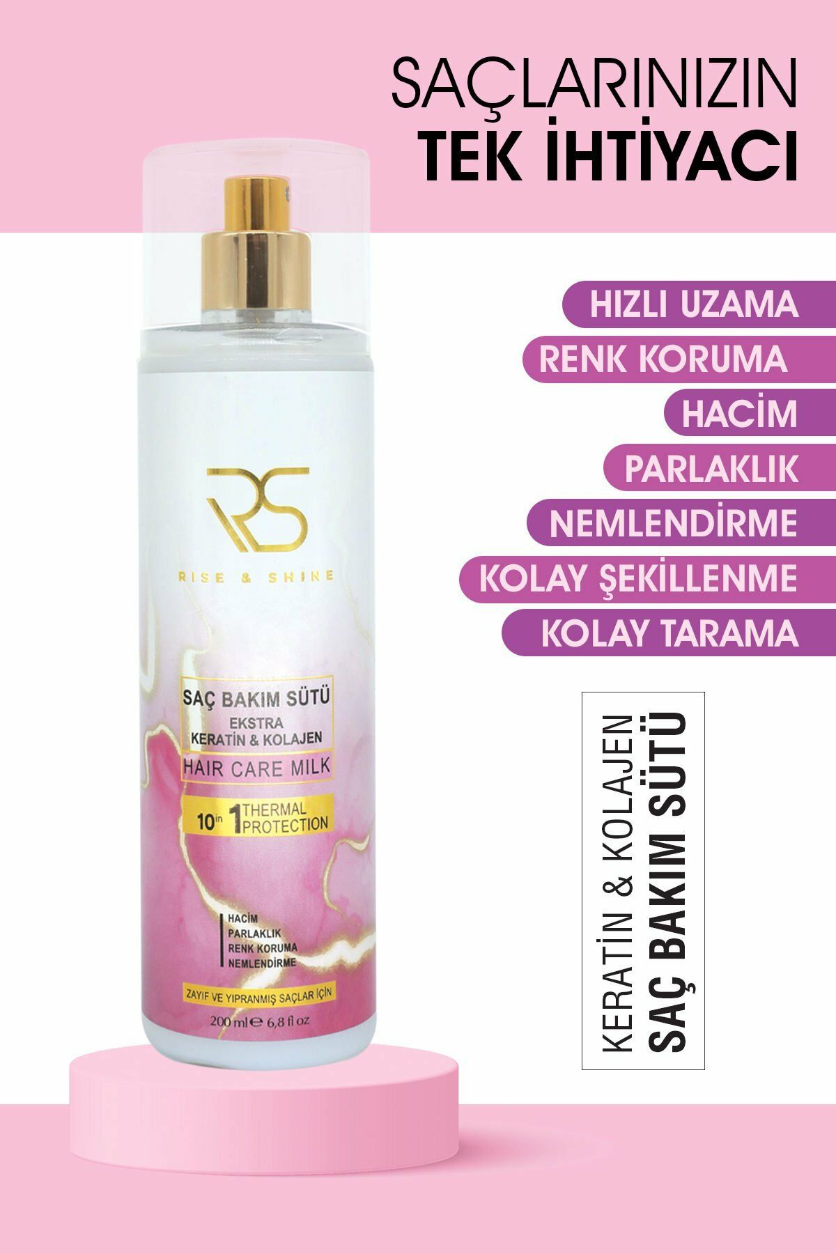 Rise Shine Saç Bakım Sütü Ekstra Keratin & Kolajen 200 ml