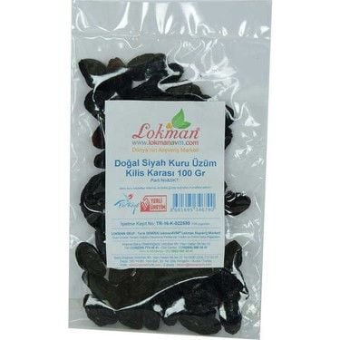 Lokmanavm Kilis Karası Siyah Kuru Üzüm 100 gr Paket