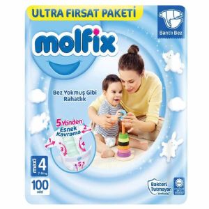 Molfix Bebek Bezi 4 Beden Maxi 7-14 kg 100'lü