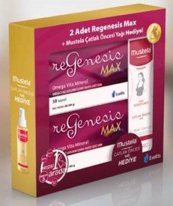 2 li Paket ReGenesis MAX Omega Vita Mineral 30 Kapsül+ Mustela Çatlak Öncesi Yağ Hediye