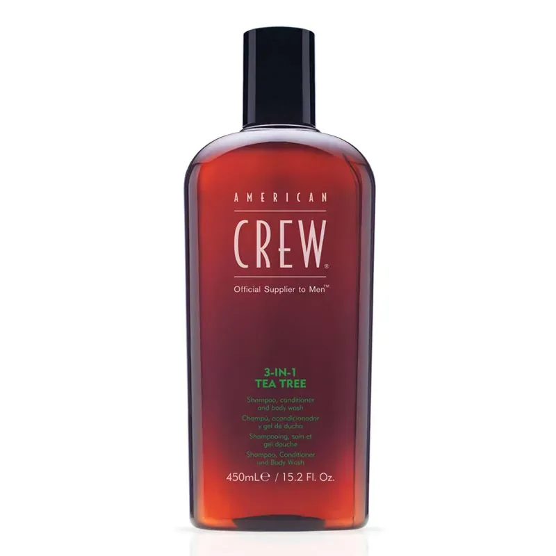American Crew 3 in 1 Tea Tree Şampuan Saç Kremi Vücut Jeli Erkekler İçin 450 ml