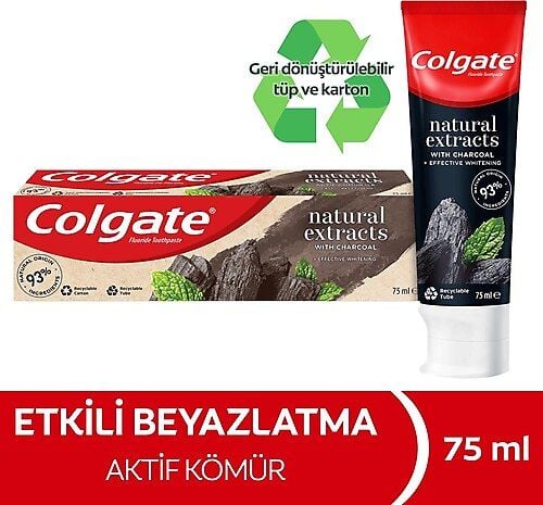 Colgate Natural Extracts 75 ml + Optic White Charcoal Diş Macunu 50 ml