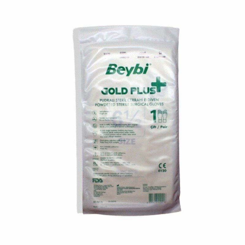 SKT:11/2024 Beybi Gold Plus Pudralı Steril Cerrahi Eldiven No:8,5