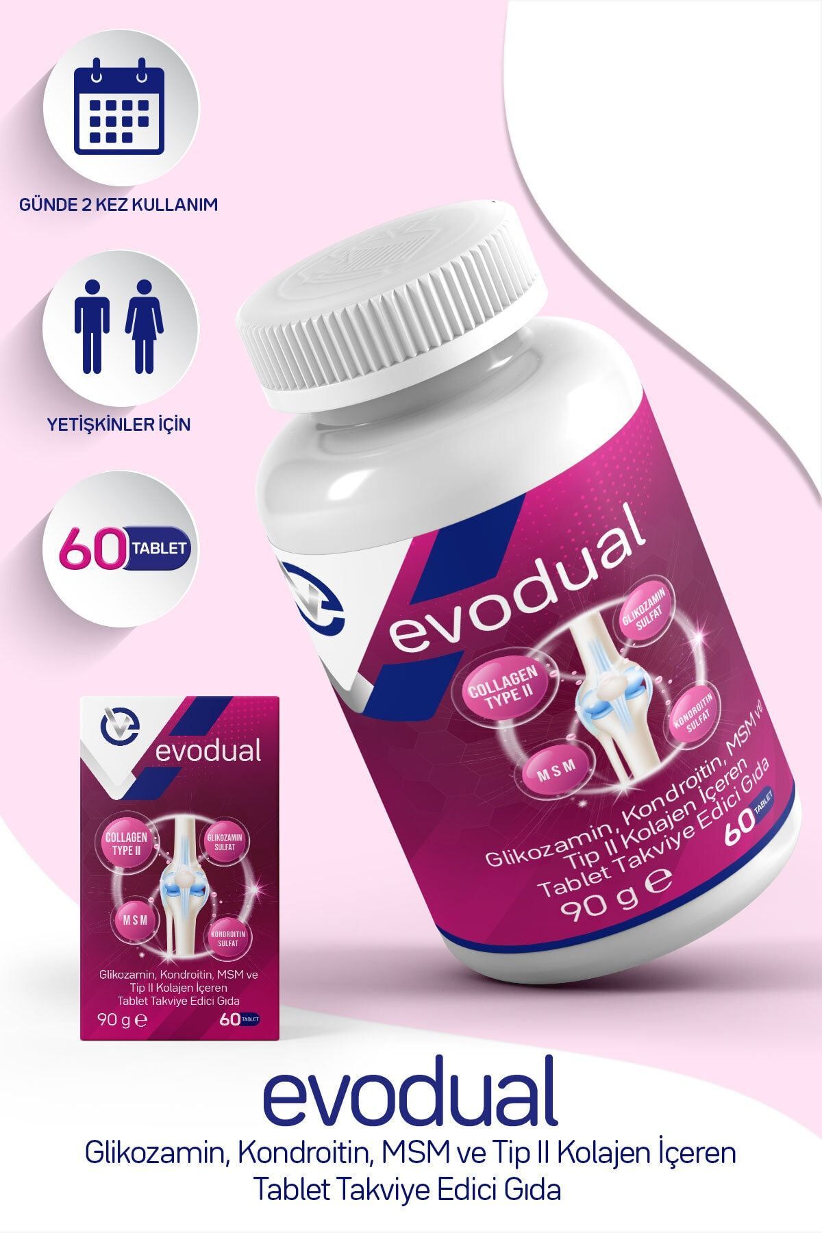 Evodual Glukozamin Collagen Type II 60 Kapsül
