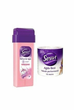 Sesu Hassas Cilt Pudralı Kartuş Ağda 3 Adet + Rulo Ağda Bezi 10 m 2 Adet