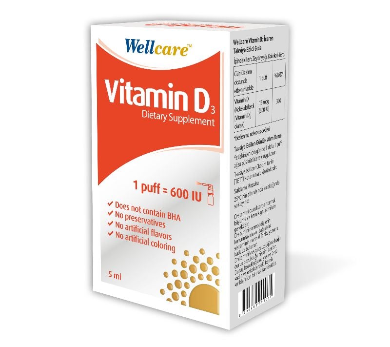 WELLCARE D VİTAMİNİ D3-600 IU 5 ML SPREY