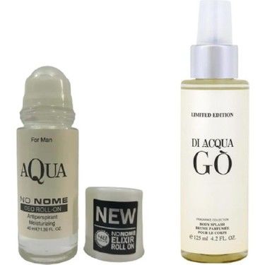 No Nome Deodorant Roll-On Man Aqua 40 ml + Acqua Go Erkek Vücut Parfümü 125 ml 2'li Set