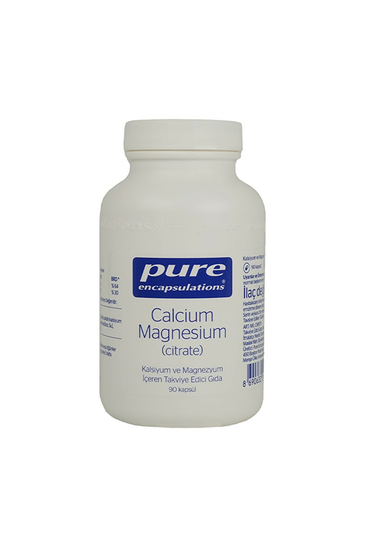 Pure Encapsulations Calcium Magnesium Citrate Aromasız 90 Kapsül