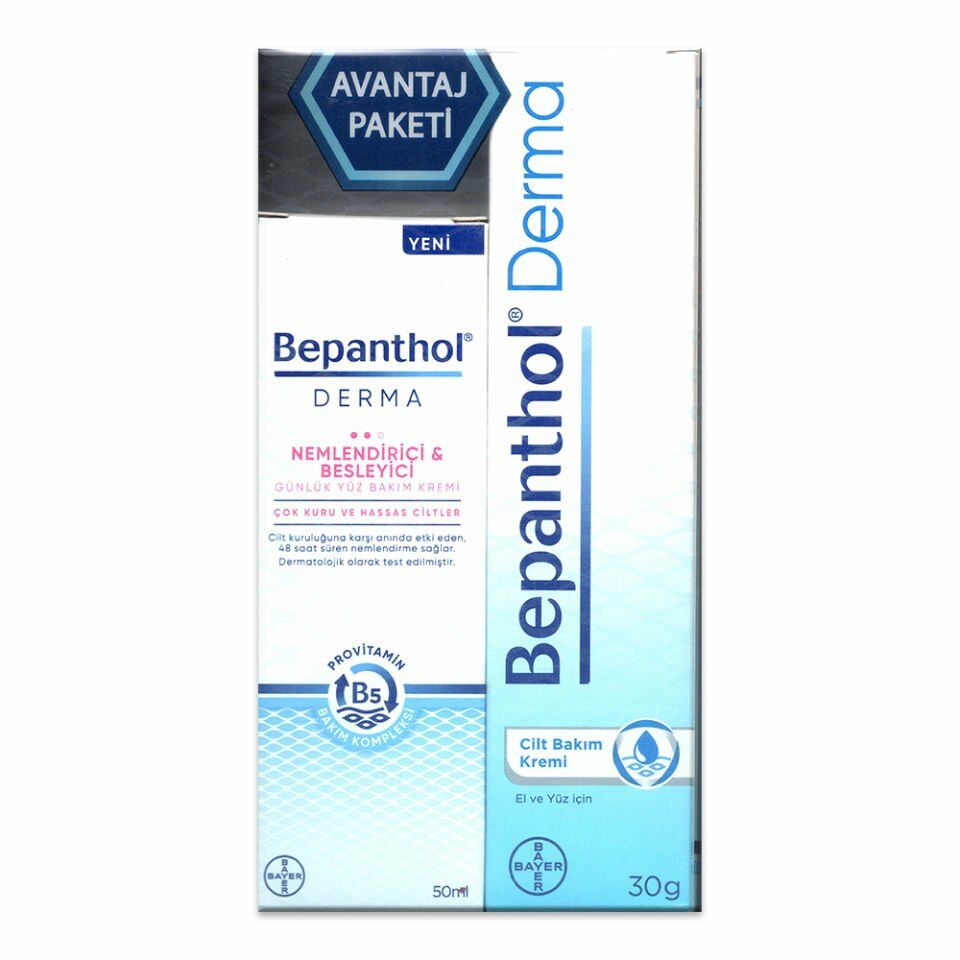 Bepanthol Nemlendirici & Besleyici Yüz Bakım Kremi 50ml + Cilt Bakım Kremi 30gr Set