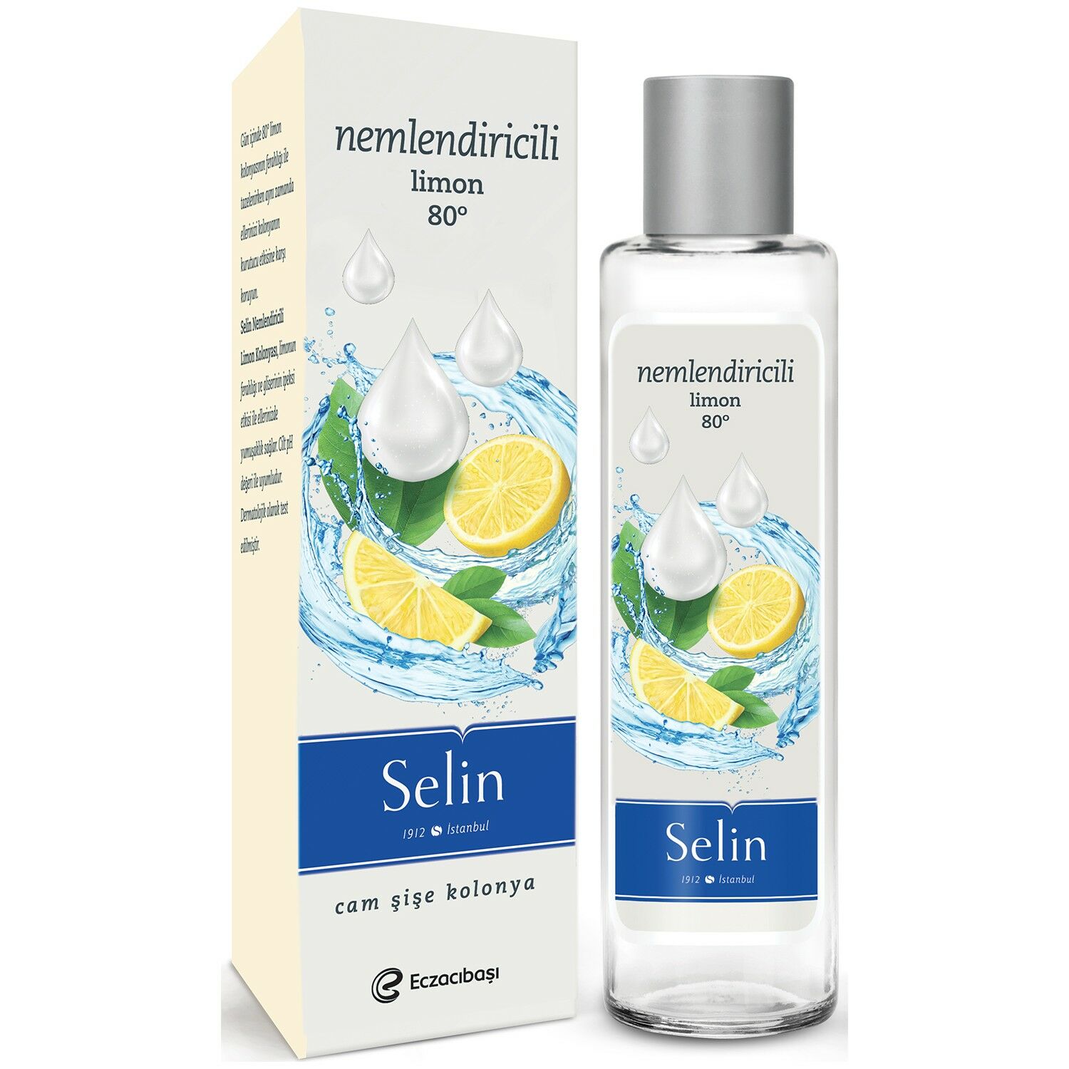 Selin Cam Şişe Kolonya Nemlendiricili Limon 180 ml - 12 Adet