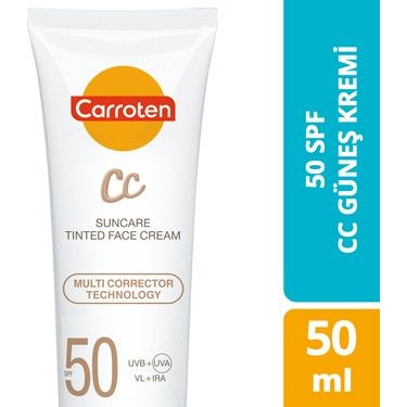 Carroten Yüksek Koruyucu Renkli Yüz Güneş Kremi SPF50 50 ml