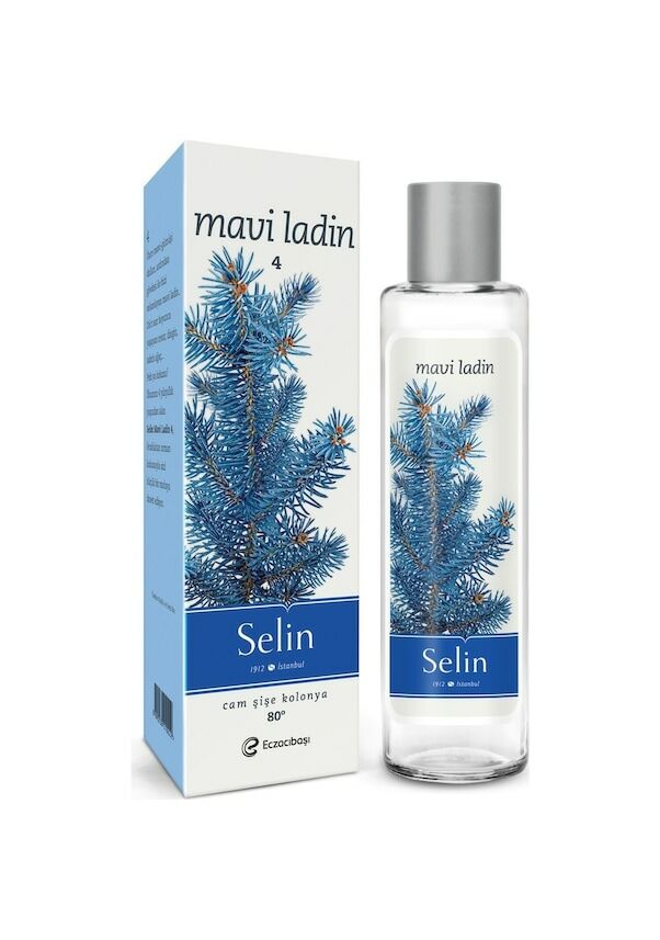 Selin Cam Şişe Kolonya Mavi Ladin 180 ml - 12 Adet