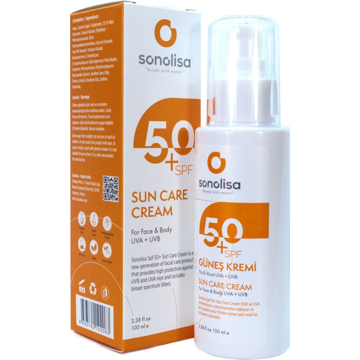 Sonolisa UVA UVB Güneş Koruyucu Krem SPF50+ 100 ml