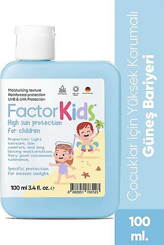 Factor100 Factor Kids Ultra Nemlendirici Yüksek Korumalı SPF50 Güneş Kremi 100 ml