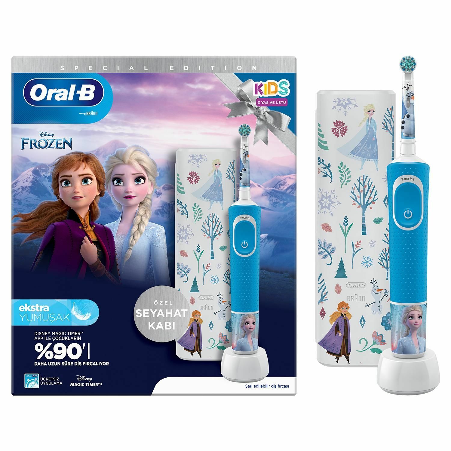 Oral-B Frozen Çocuk Şarjlı Diş Fırçası + Seyahat Kabı