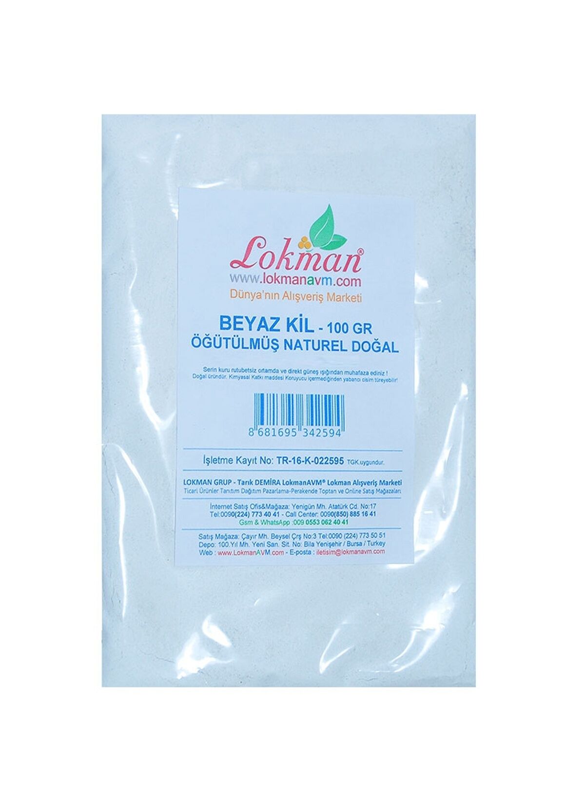 Lokmanavm Beyaz Kil Öğütülmüş Doğal 100 gr